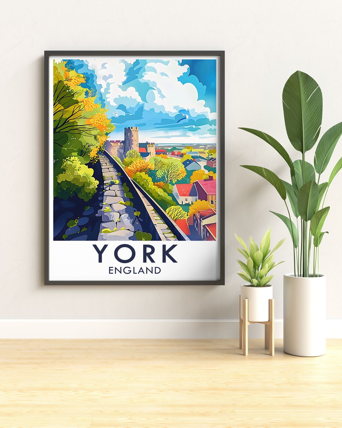 York England City Walls Walkway Towers Green View History Poster - Image 2