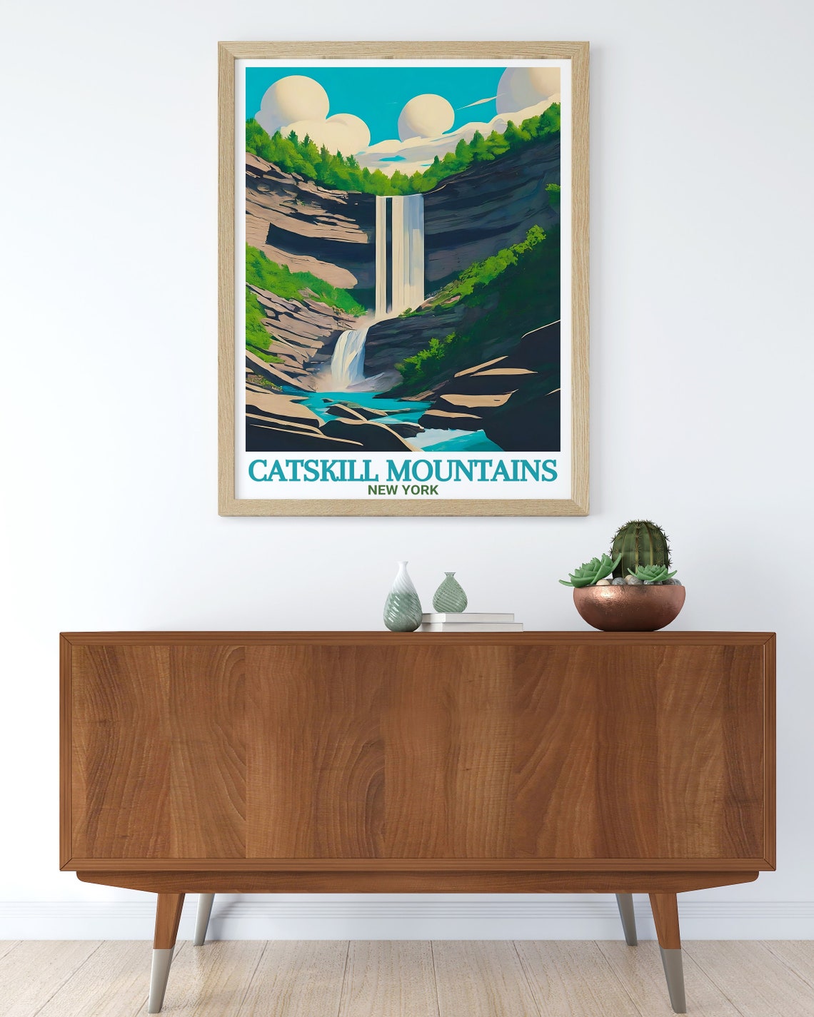 Catskill Mountains Waterfall Gorge Summer Hiking Travel Poster - Image 3