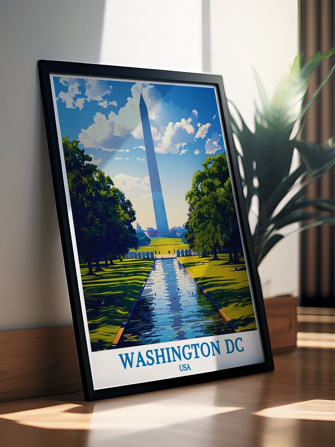 Washington DC USA Washington Monument Reflecting Pool Travel Poster - Image 2
