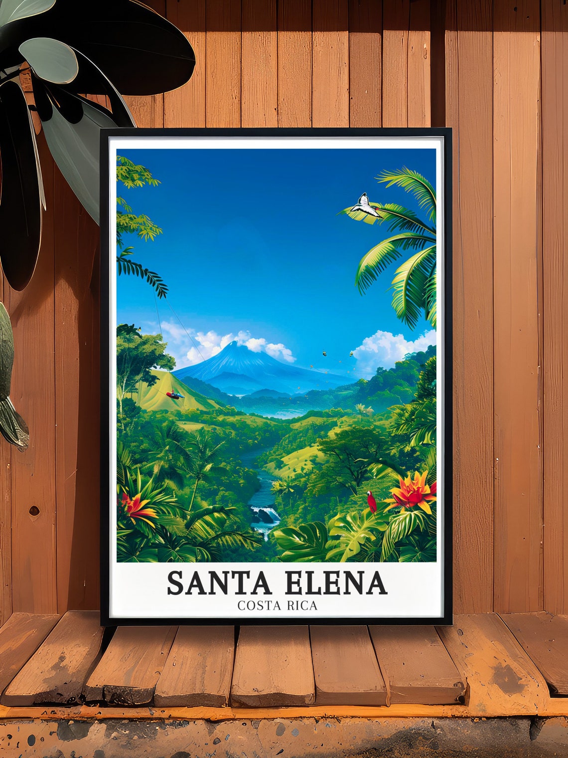 Santa Elena Arenal Volcano Zipline Jungle River Valley View Poster - Image 2