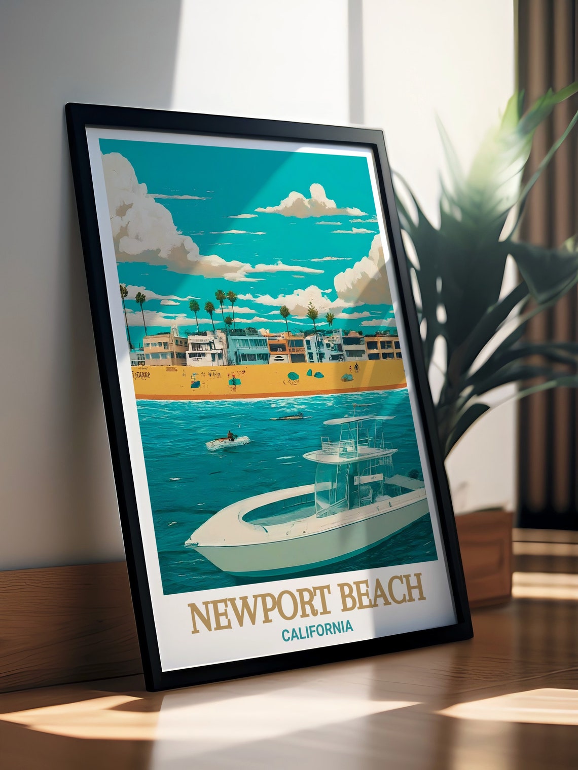 Newport Beach Balboa Island Harbor Boat California Travel Poster - Image 3