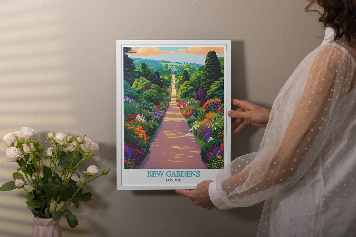 Kew Gardens London Great Broad Walk Flower Borders Travel Poster - Image 3
