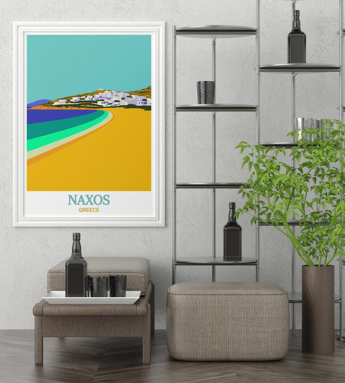 Naxos Greece Agios Georgios Beach Minimalist Pop Art Style Poster - Image 2