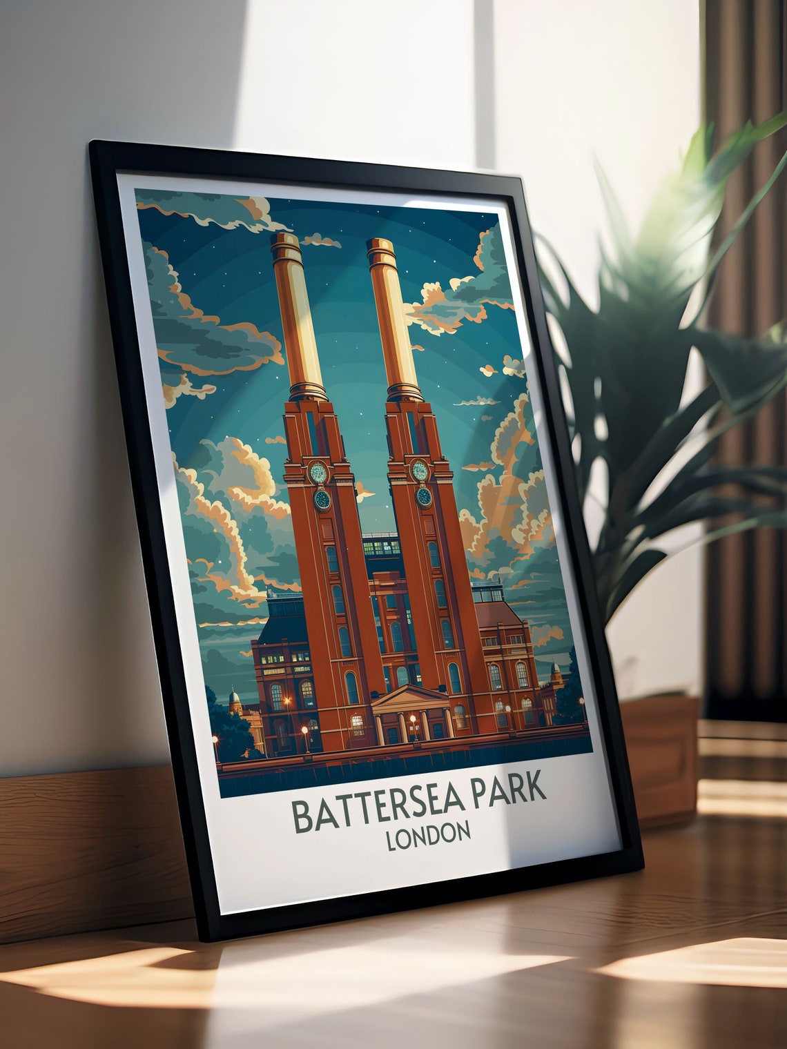 Battersea Park London Travel Poster Battersea Power Station Art Battersea Power Station Poster Battersea Power Station Decor Print - Image 2