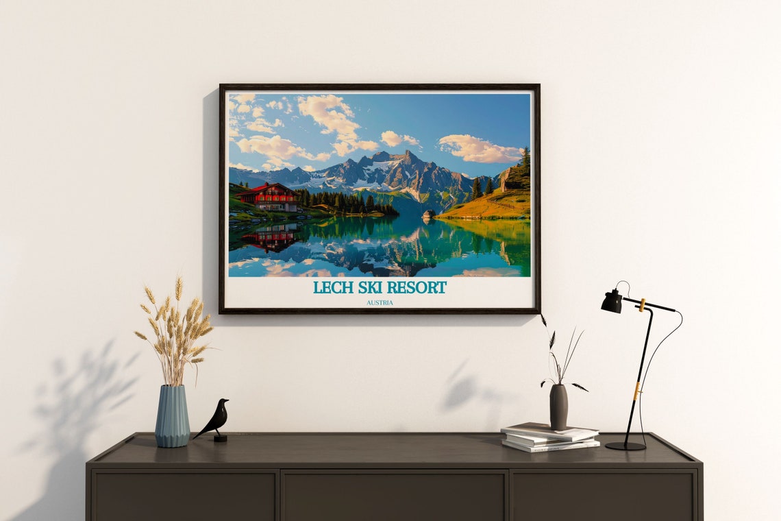 Lech Ski Resort Austria Alpine Lake Chalet Summer Travel Poster - Image 4
