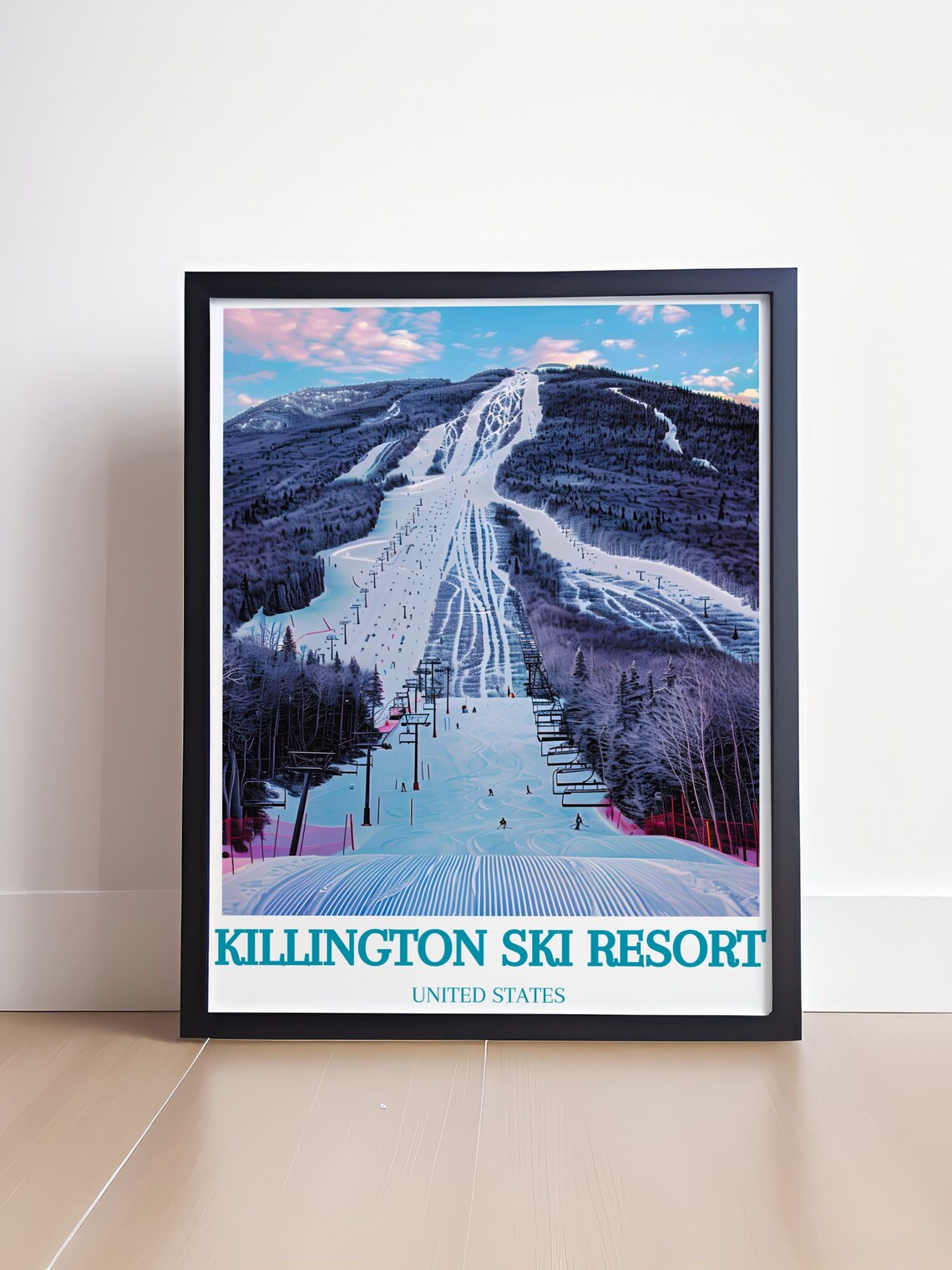 Killington Ski Resort Snowy Slopes Vermont Winter Travel Poster - Image 4