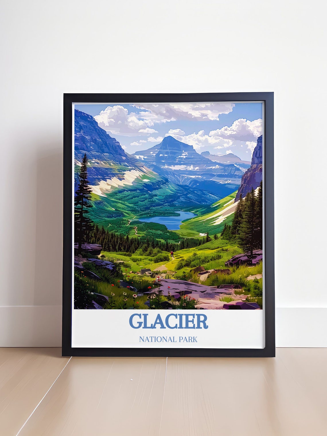 Glacier National Park Summer Valley Mountain View Travel Poster - Image 4