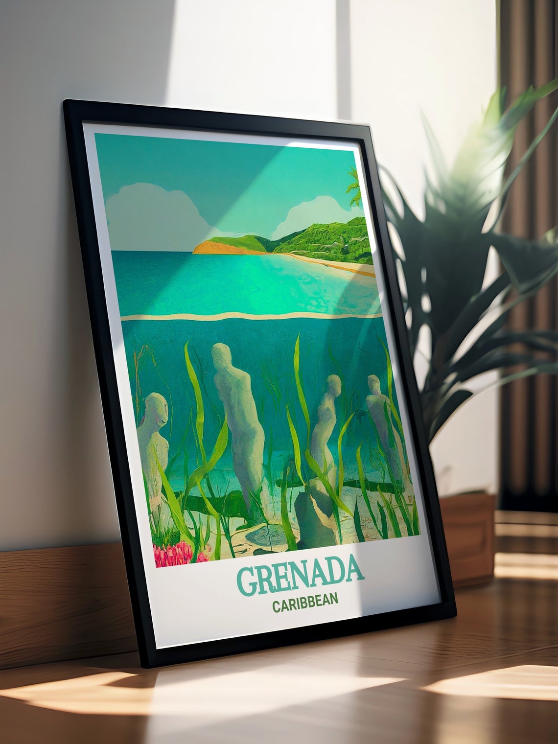 Grenada Underwater Sculpture Park Beneath Waves Caribbean Poster - Image 2