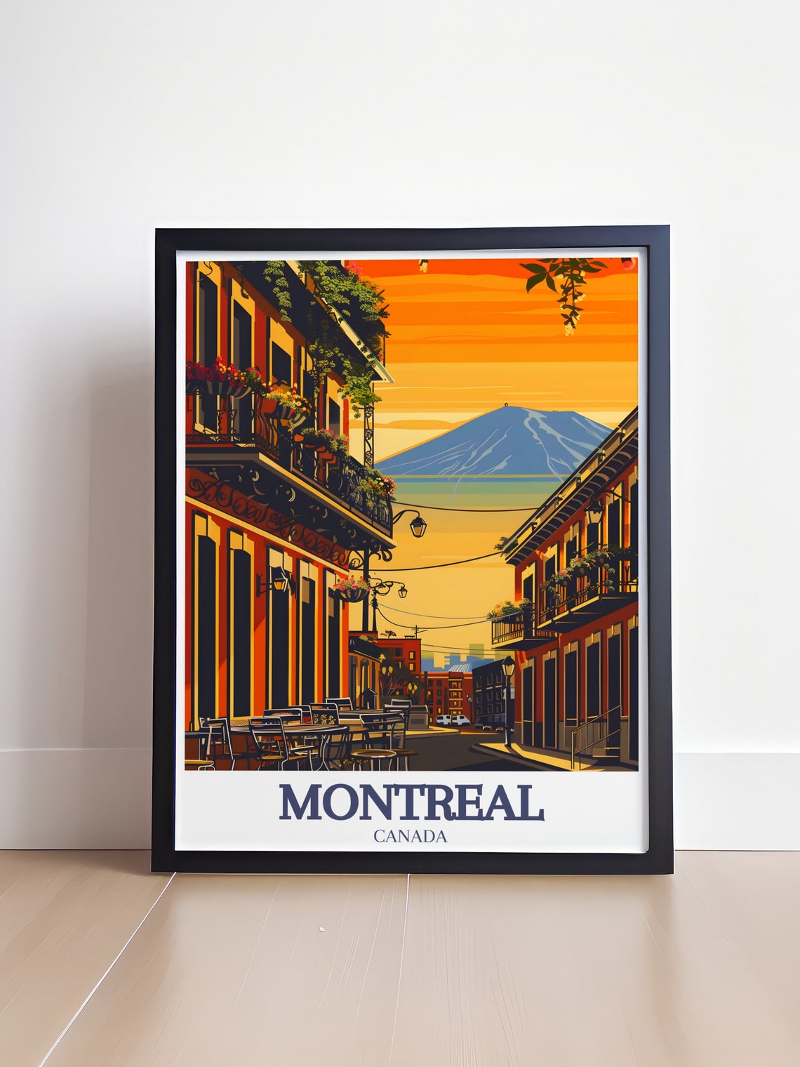 Montreal Street Cafes Mount Royal Sunset Canada Travel Poster - Image 4
