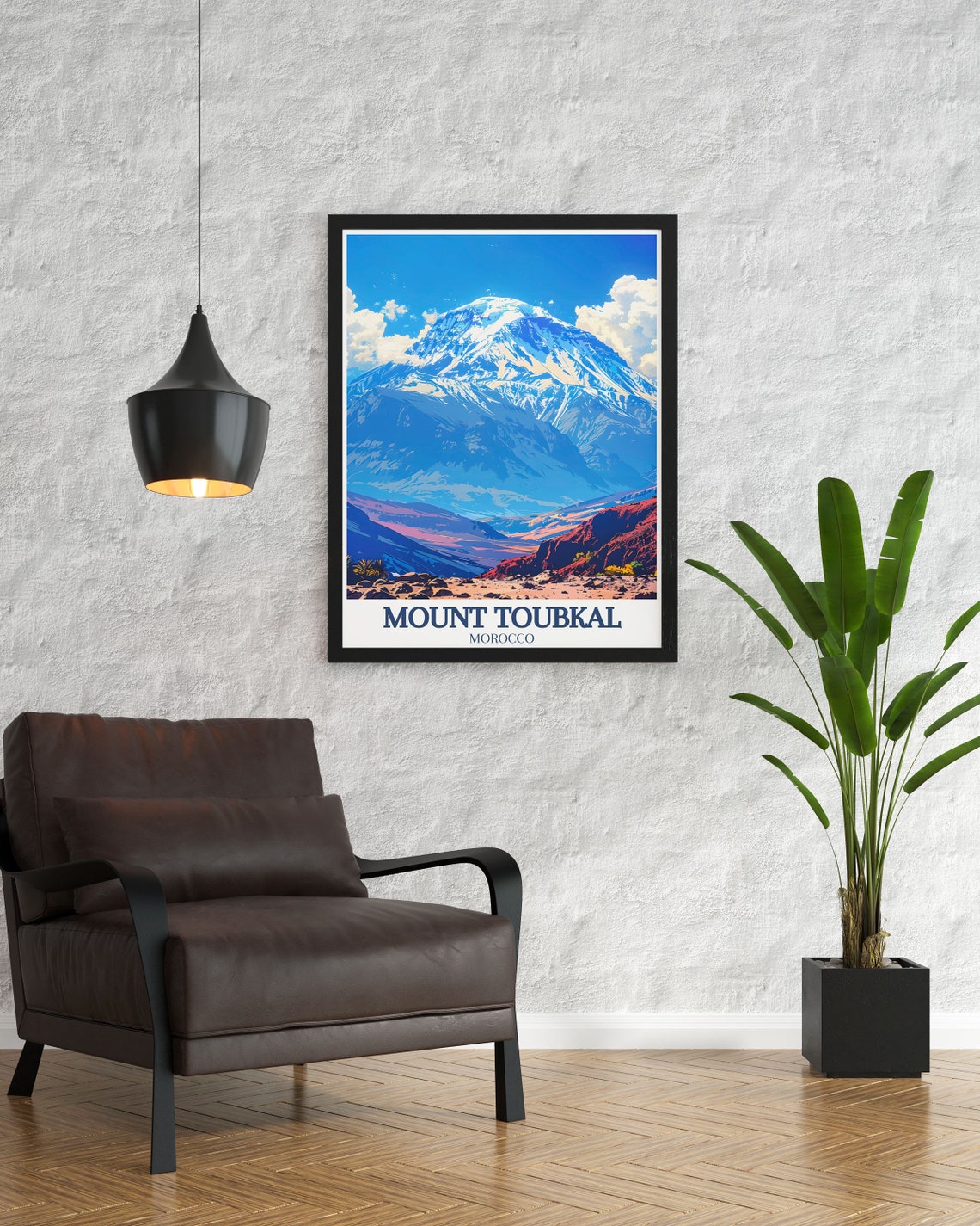 Mount Toubkal Snowy Peak Morocco Atlas Mountains Travel Poster - Image 3