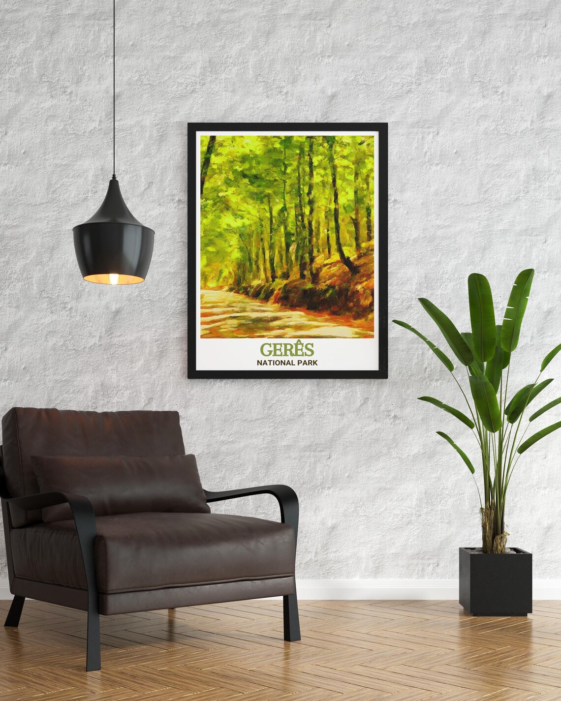 Geres National Park Poster Sunlit Forest Path Watercolor Woodland Art - Image 4