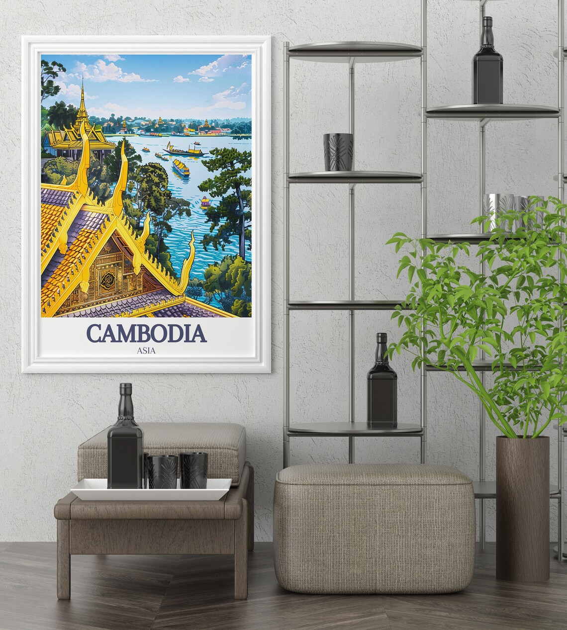 Royal Palace Phnom Penh Golden Temples Cambodia Travel Poster - Image 3