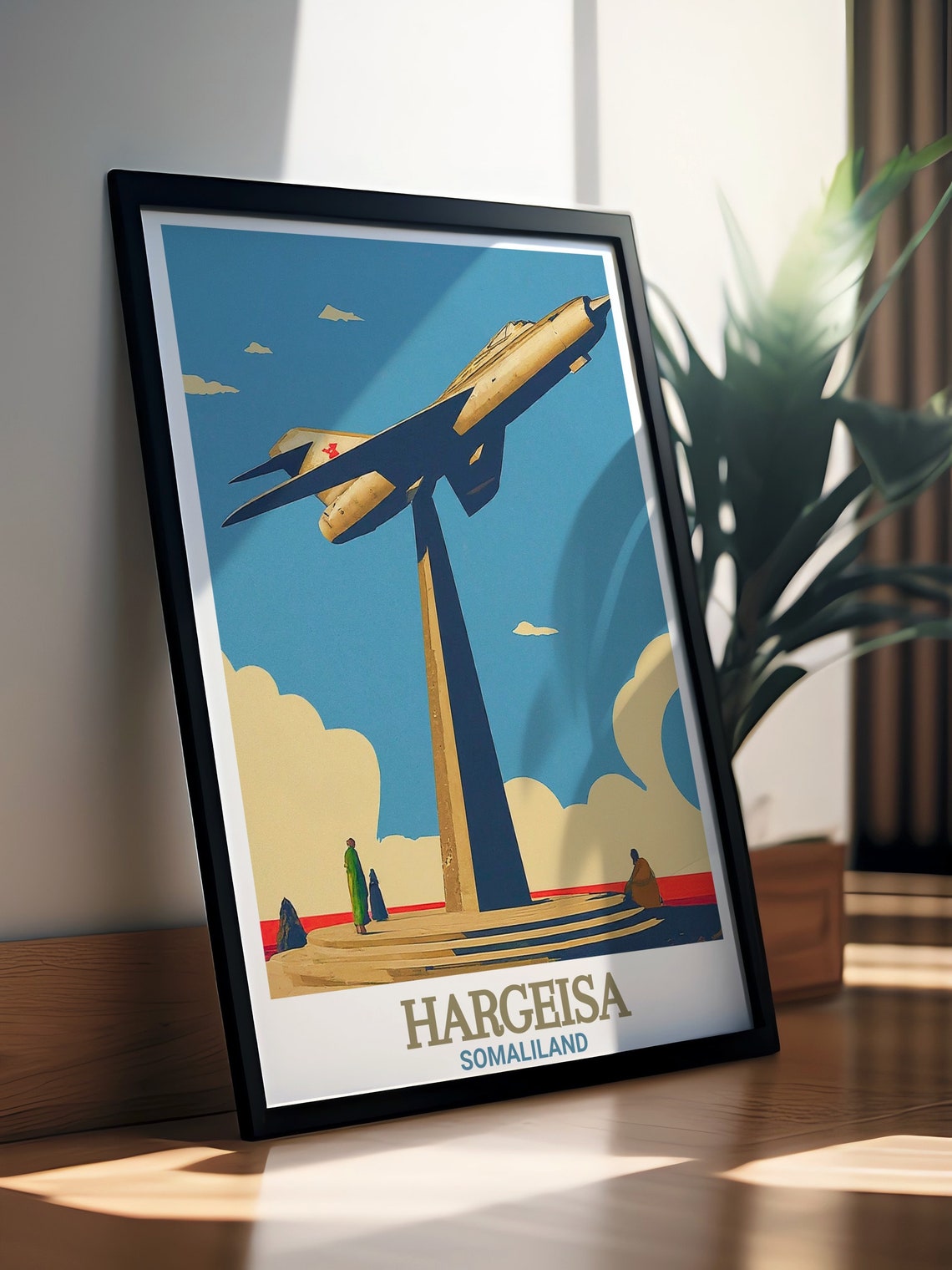 Hargeisa Somaliland MiG Jet Monument Landmark Vintage Travel Poster - Image 2