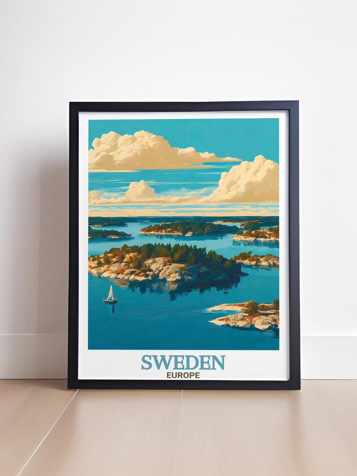 Stockholm Archipelago Islands Sailboat Sweden Coastal Travel Poster - Image 4