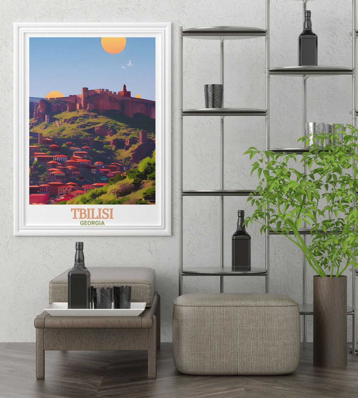 Tbilisi Georgia Narikala Fortress Sunset Old Town Travel Poster - Image 3