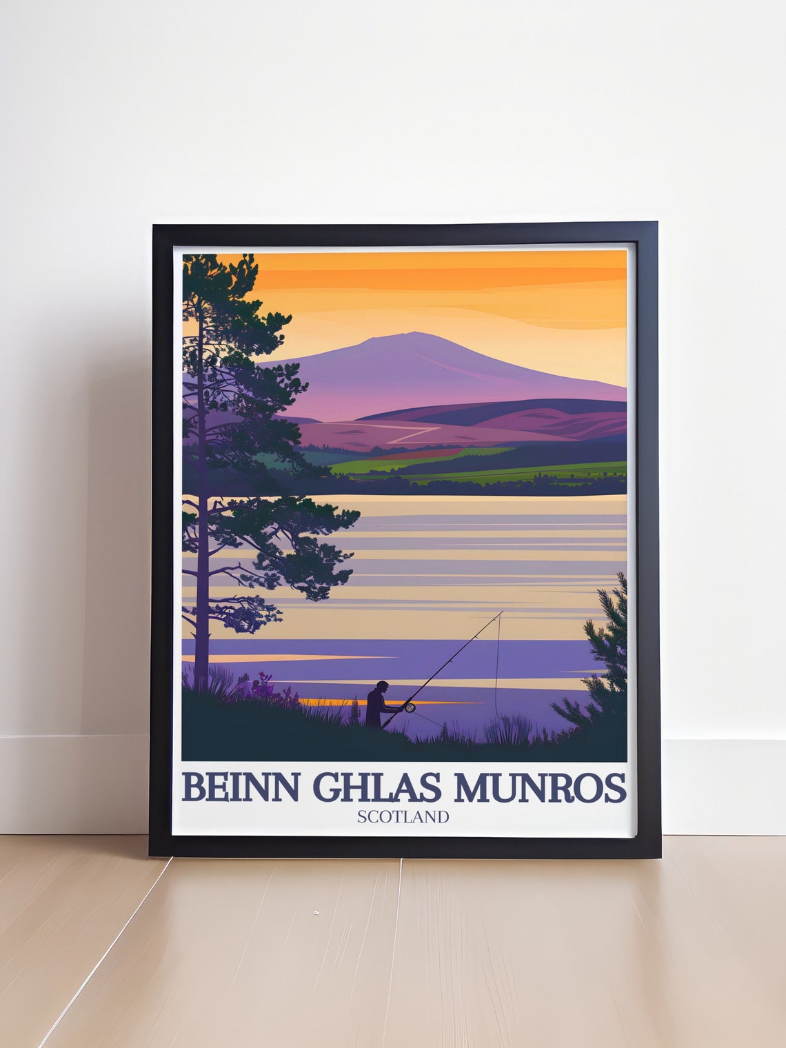 Beinn Ghlas Munros Loch Tay Fisherman Sunset Scotland Poster - Image 4
