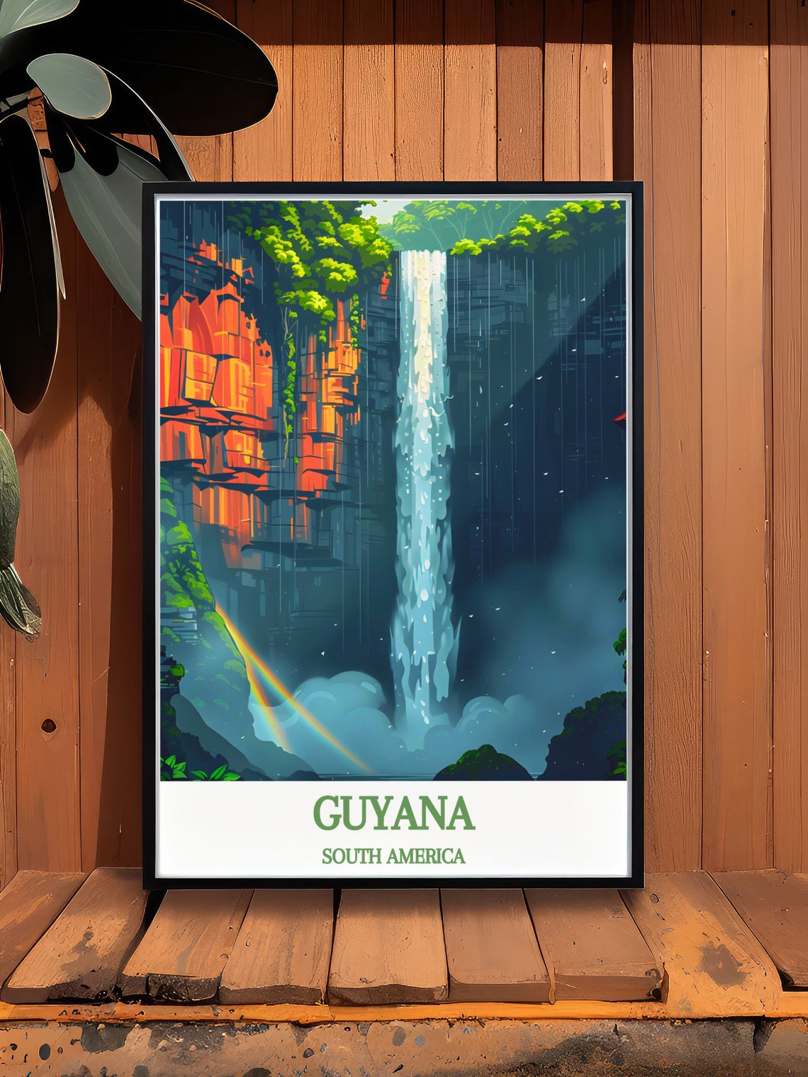 Kaieteur Falls Guyana Moonlit Waterfall Night Scene Travel Poster - Image 3