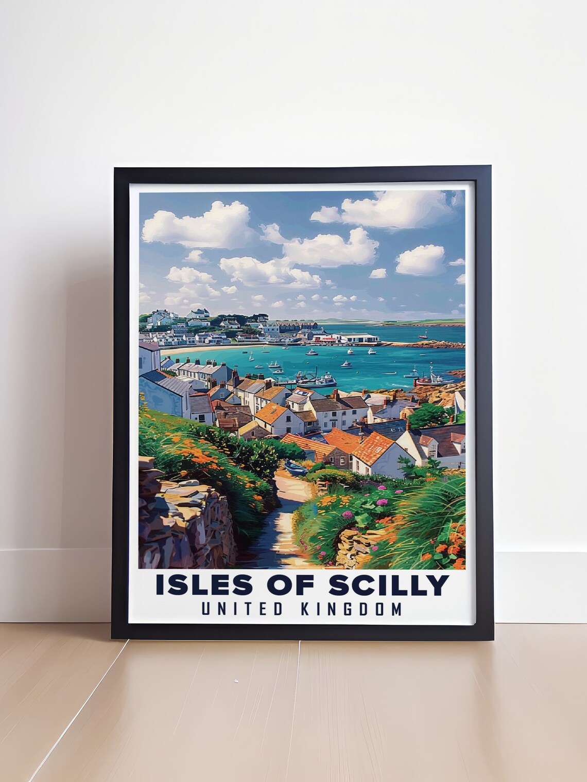 Isles of Scilly United Kingdom Hugh Town Harbor Cottages Boats Poster - Image 4
