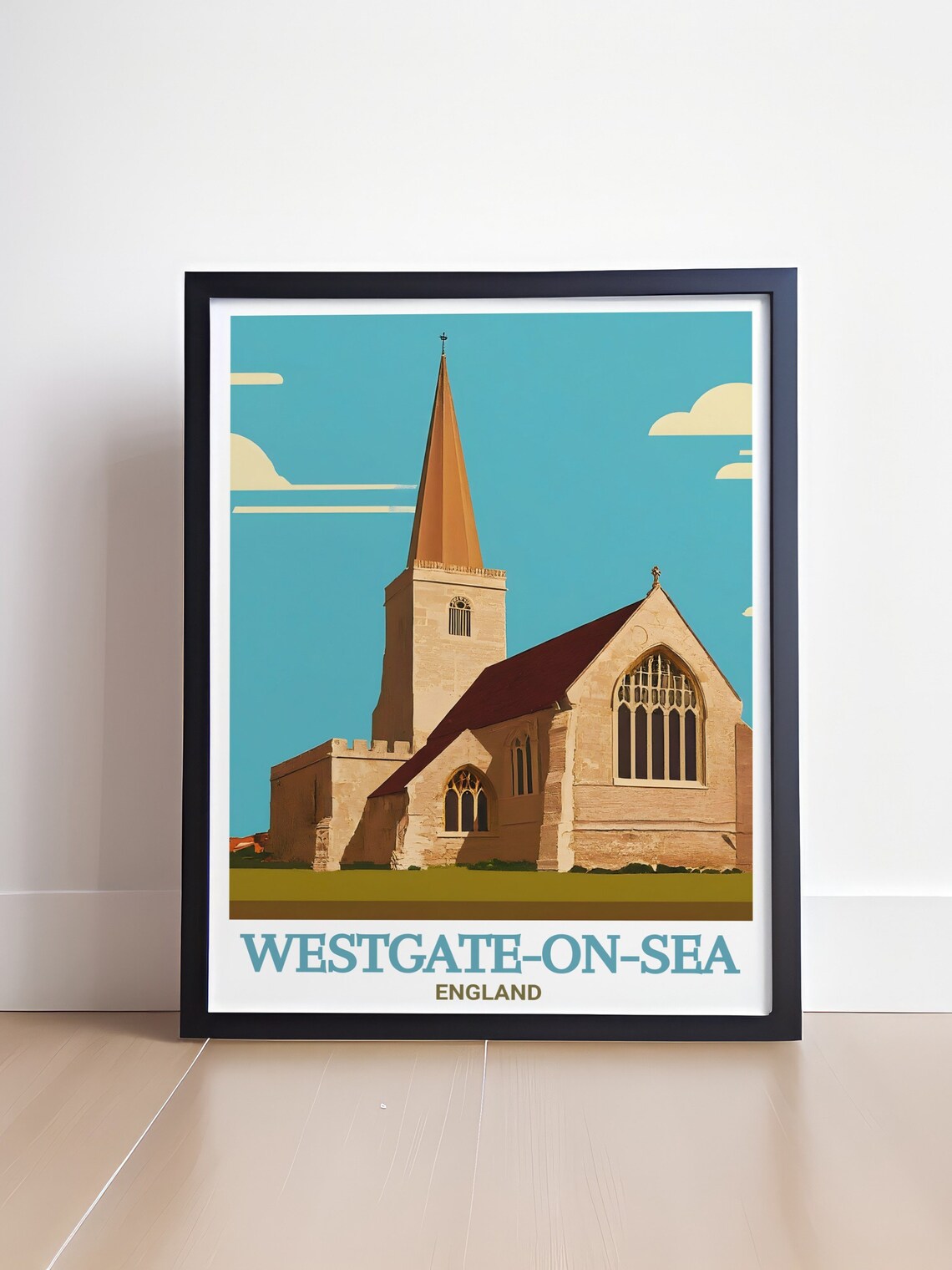 Westgate-on-Sea Kent St Saviours Church Spire Retro Travel Art Poster - Image 4
