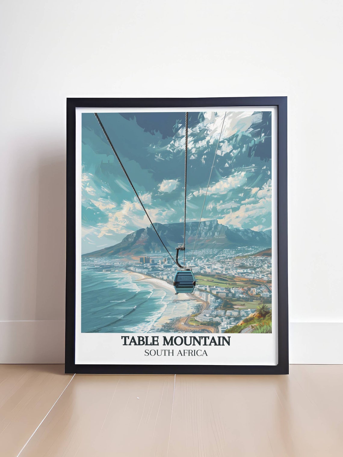 Table Mountain Aerial Cable Car Above Cape Town Bay and City Poster - Image 4