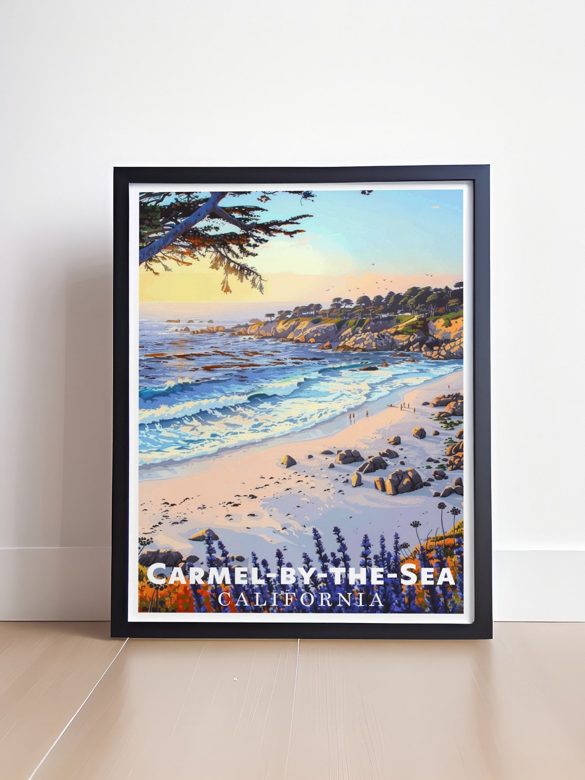 Carmel Beach Sunset Waves Rocky Shore California Coast Poster - Image 4