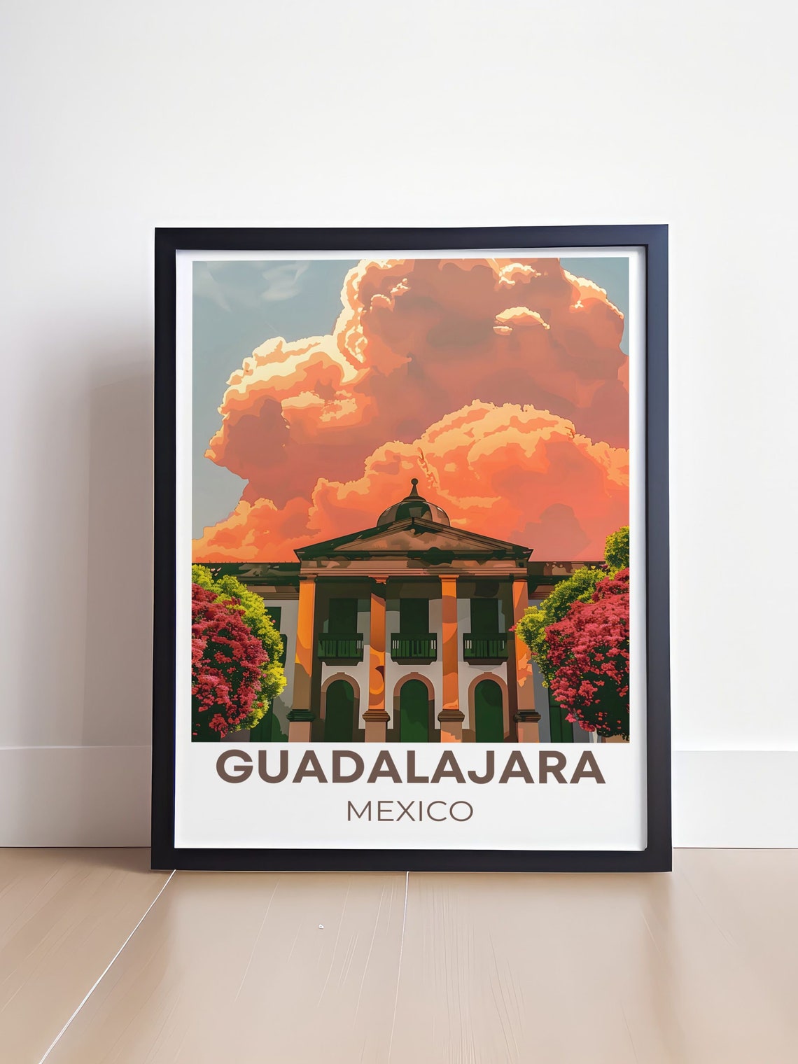 Guadalajara Mexico Colonial Columns Sunset Cloudscape Poster - Image 4