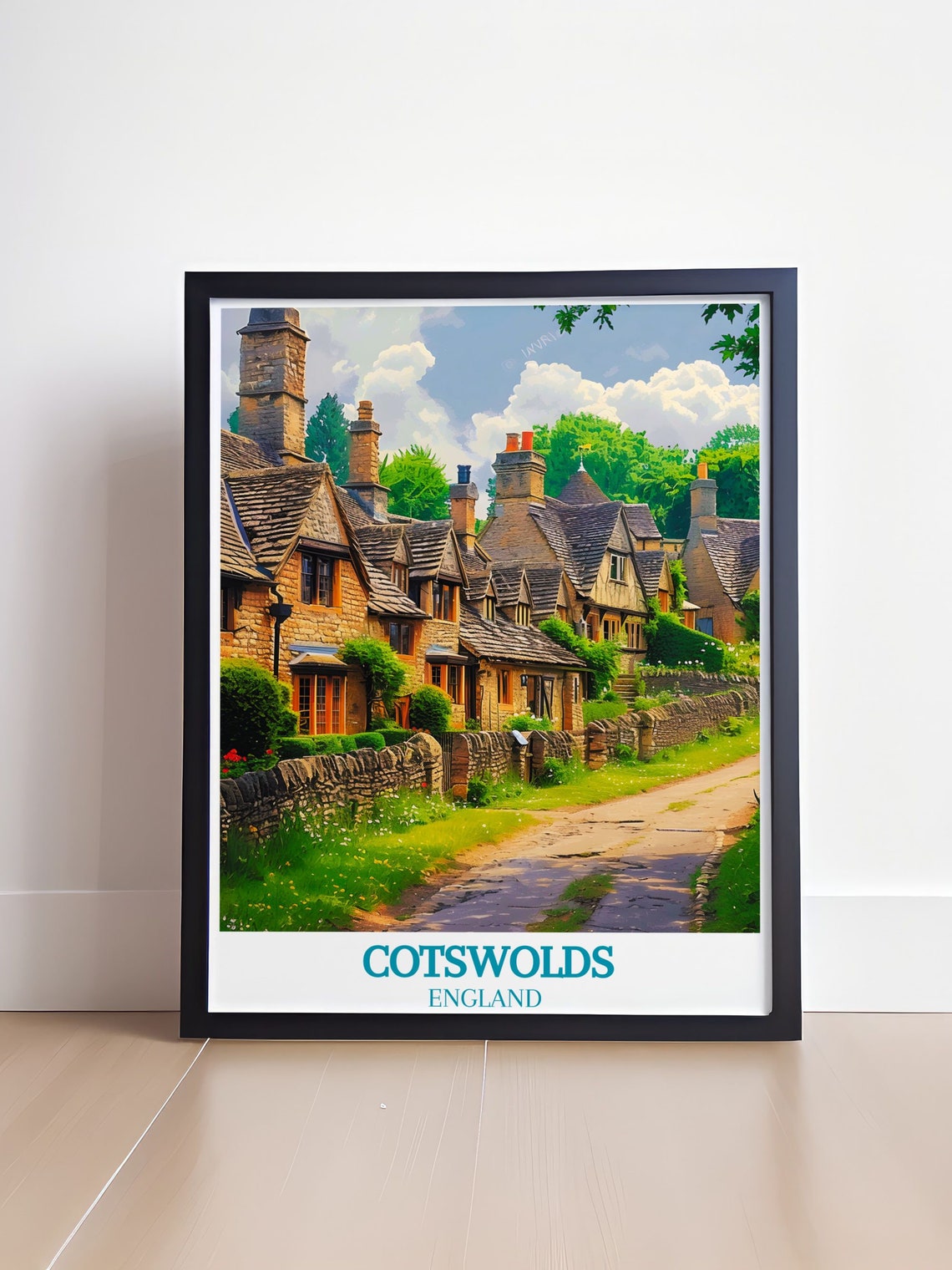 Cotswolds England Stone Cottages Along A Quiet Country Lane Poster - Image 4
