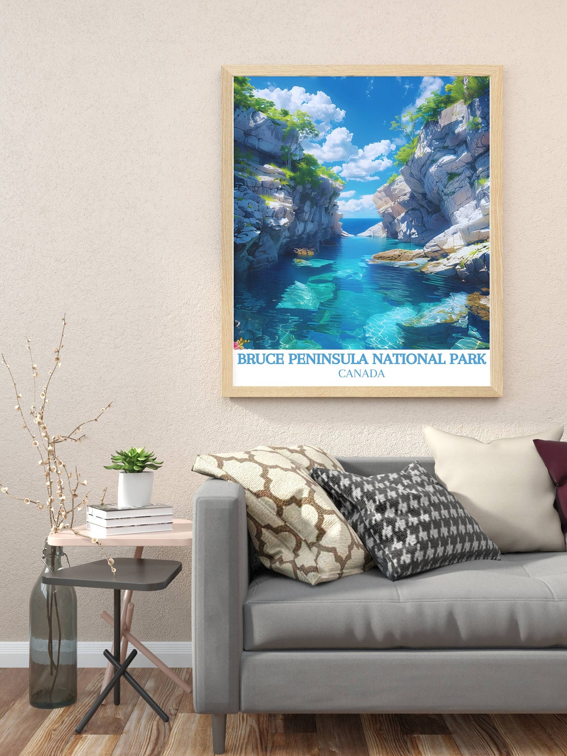 Bruce Peninsula Canada Grotto Turquoise Cove Cliffs View Poster - Image 3