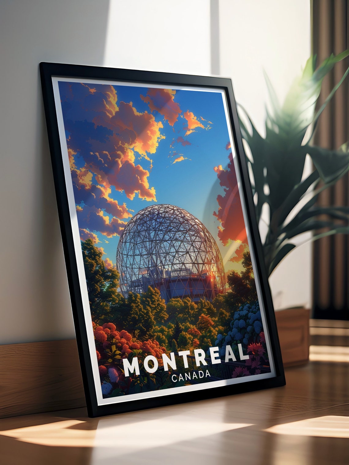 Montreal Canada Biosphere Geodesic Dome Sunset Sky Travel Poster - Image 2