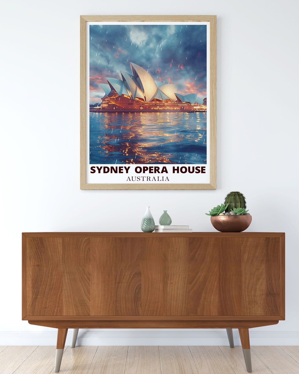 Sydney Opera House Watercolor Sunset Glow Over Sydney Harbour Poster - Image 3