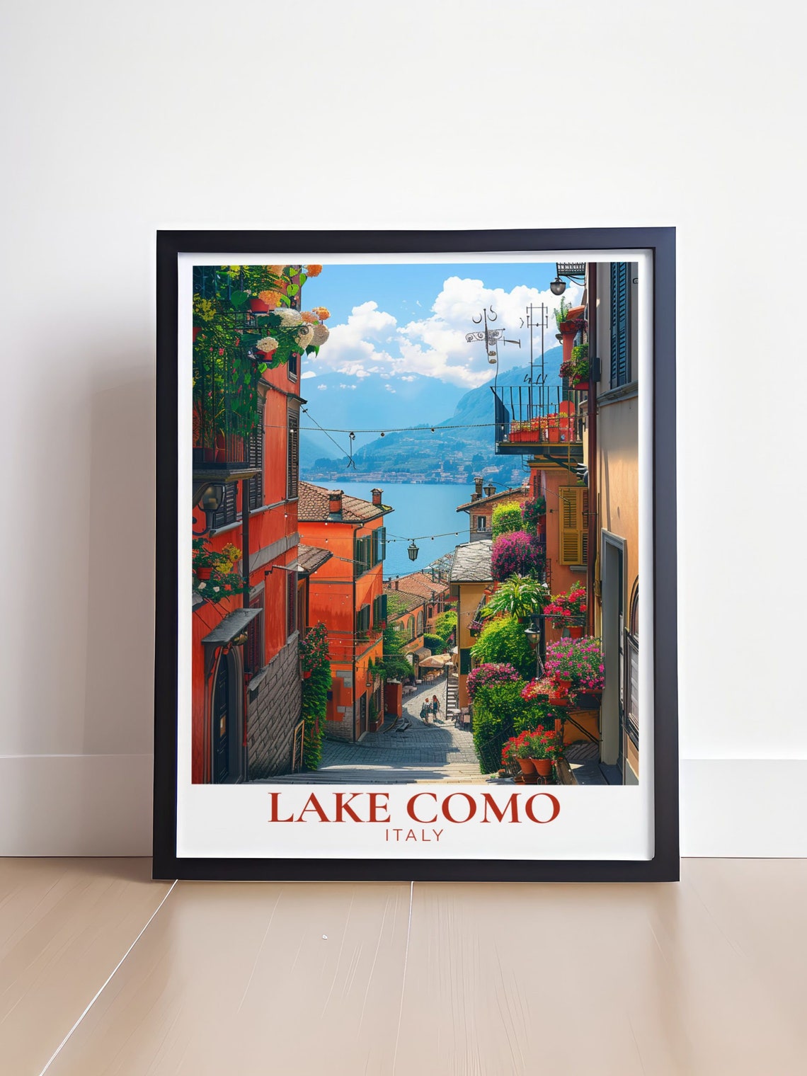 Lake Como Bellagio Flower Street Lake View Italy Charming Poster - Image 4