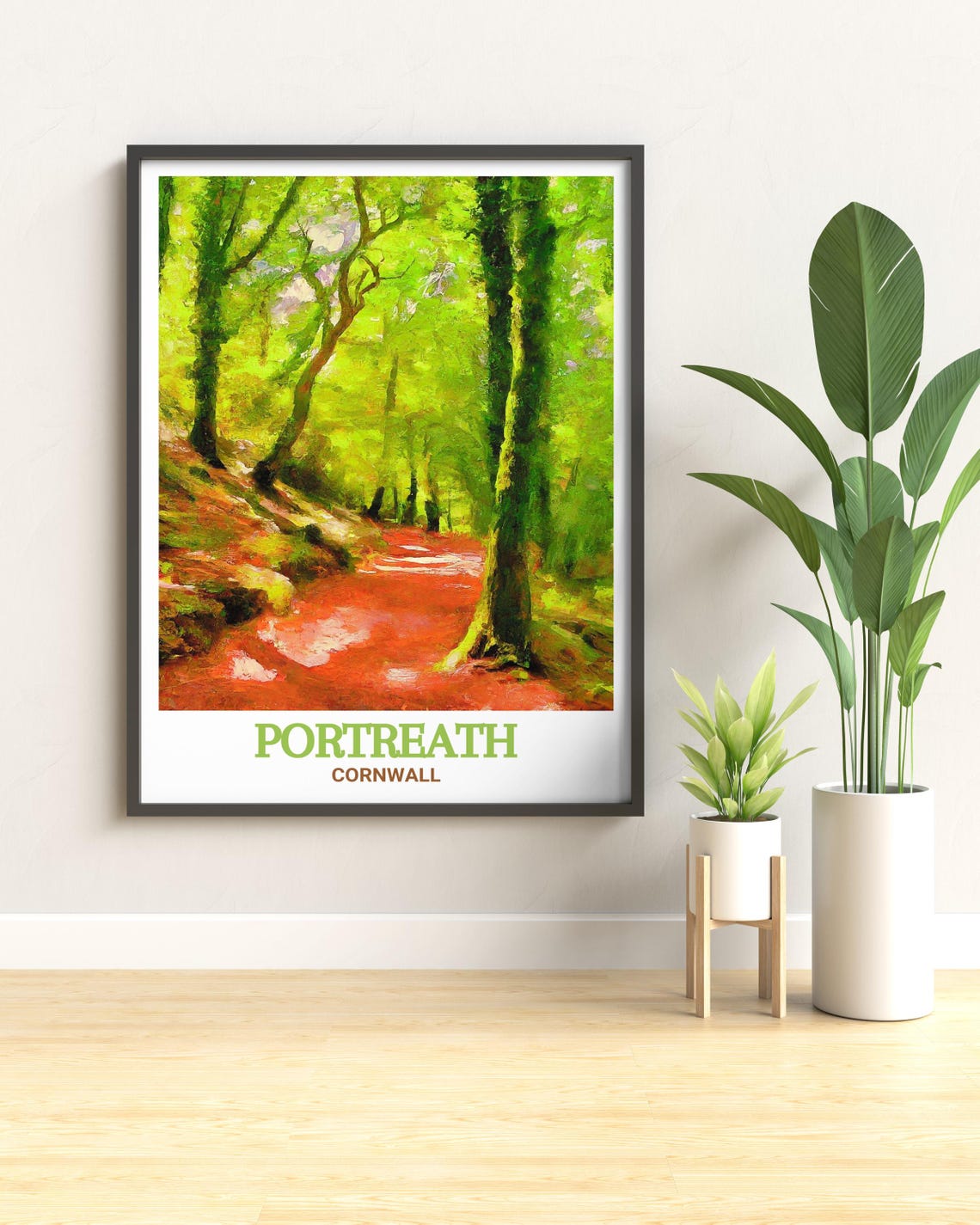 Portreath Cornwall Sunlit Forest Path Woodland Travel Poster - Image 3
