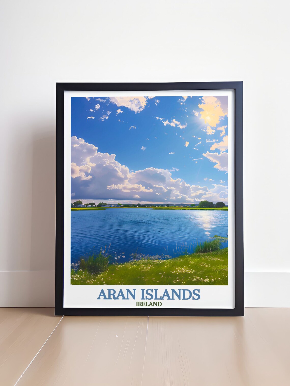 Aran Islands Ireland Lake Sunset Reflective Nature Travel Poster - Image 4
