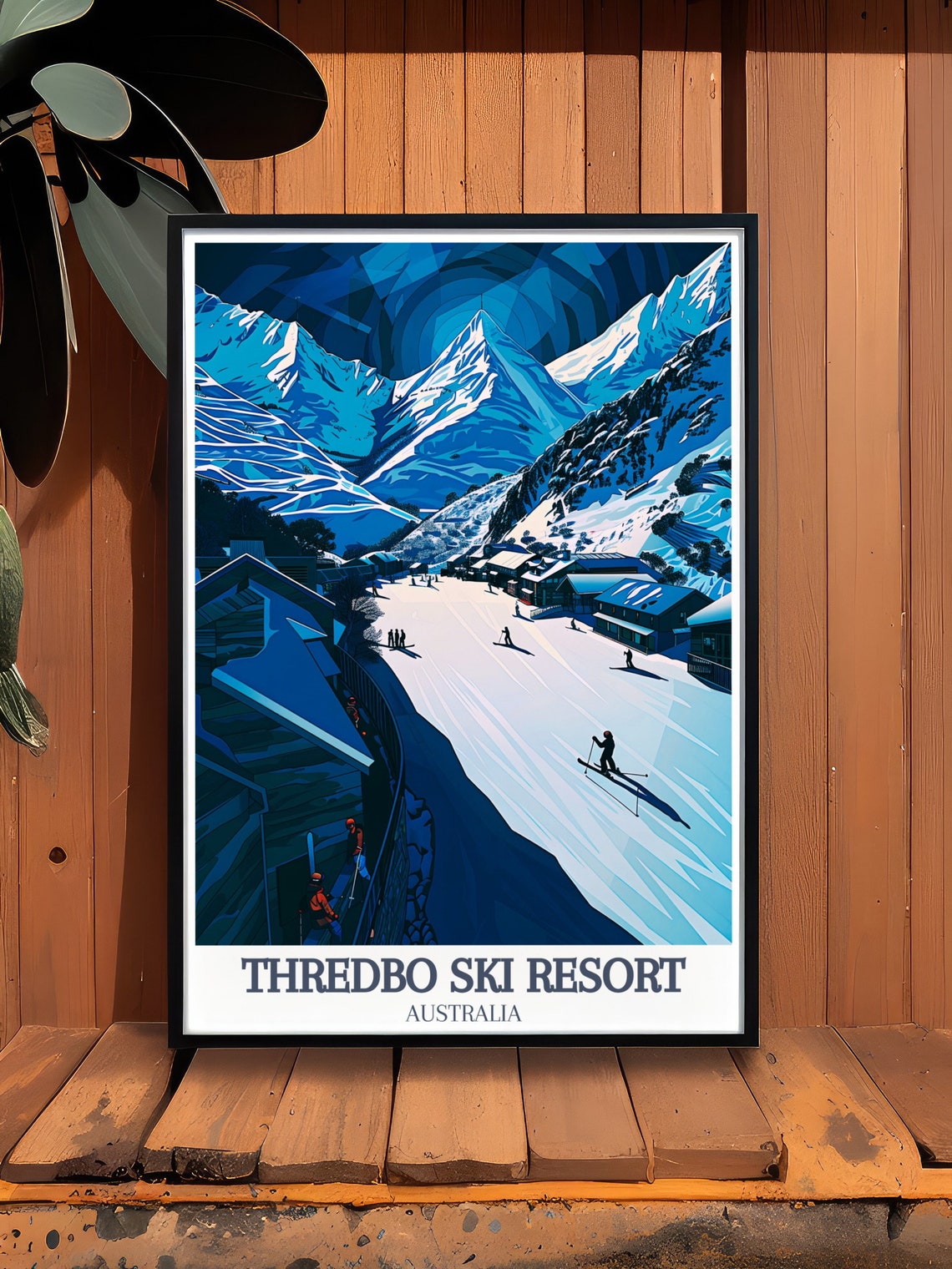 Thredbo Ski Resort Australian Alps Winter Village Night Skiing Poster - Image 3