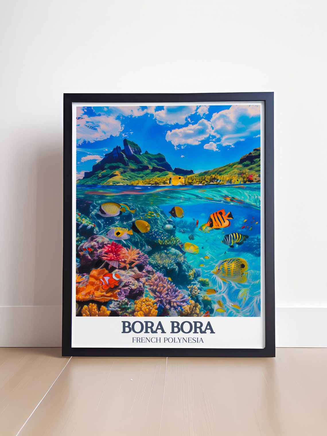 Bora Bora Lagoon Coral Reef Tropical Fish Seascape Travel Poster - Image 4