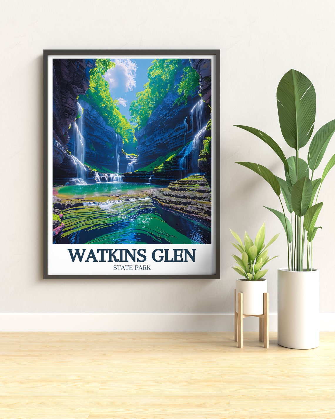 Watkins Glen State Park Emerald Pool Waterfall Cascades Travel Poster - Image 3