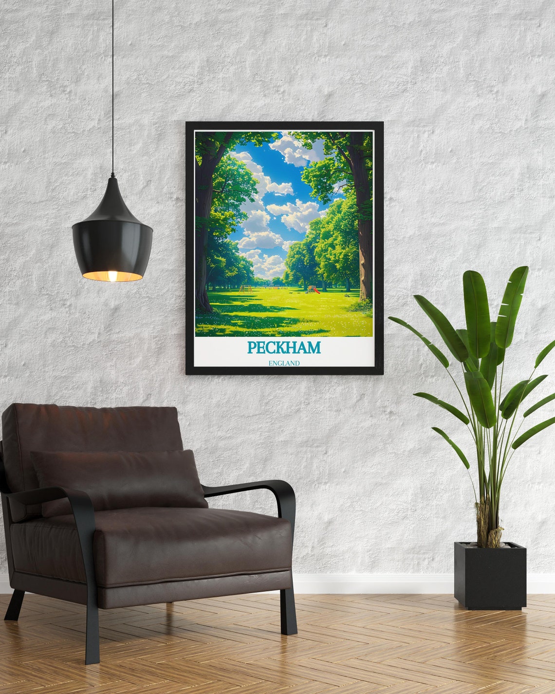 Peckham London Green Park Lawn Trees And Children's Play Area Poster - Image 2