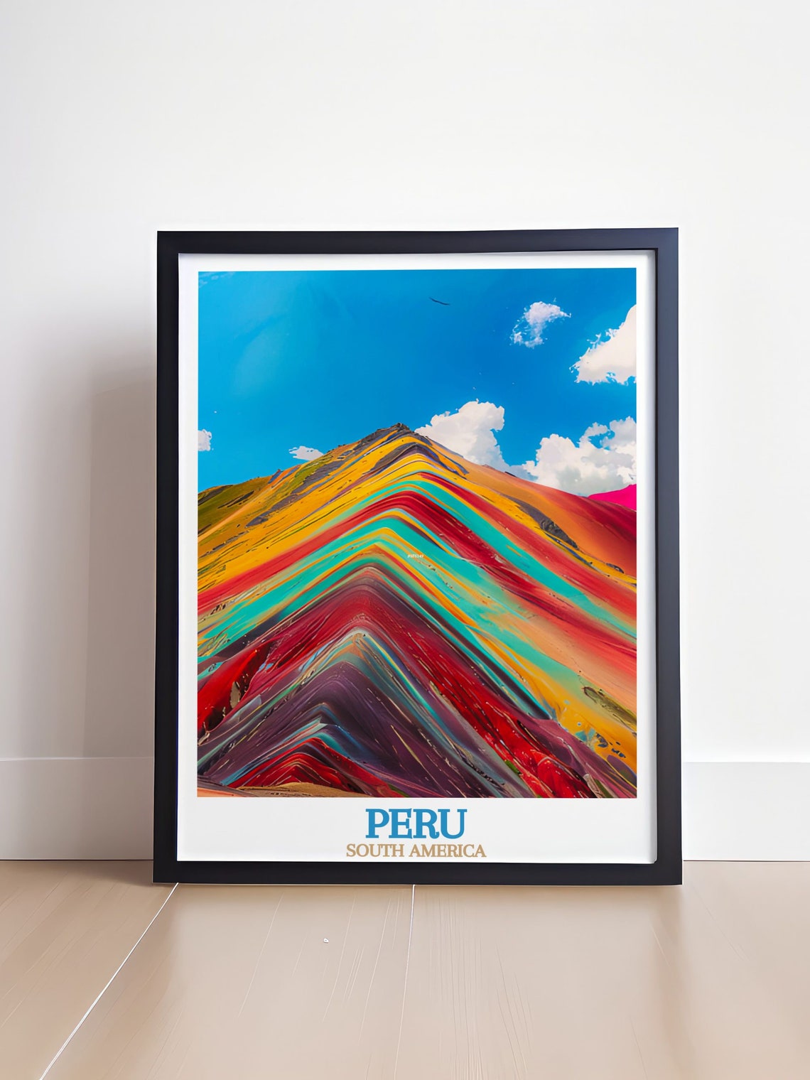 Rainbow Mountain Striped Red Gold Teal Slopes Vinicunca Peru Poster - Image 4
