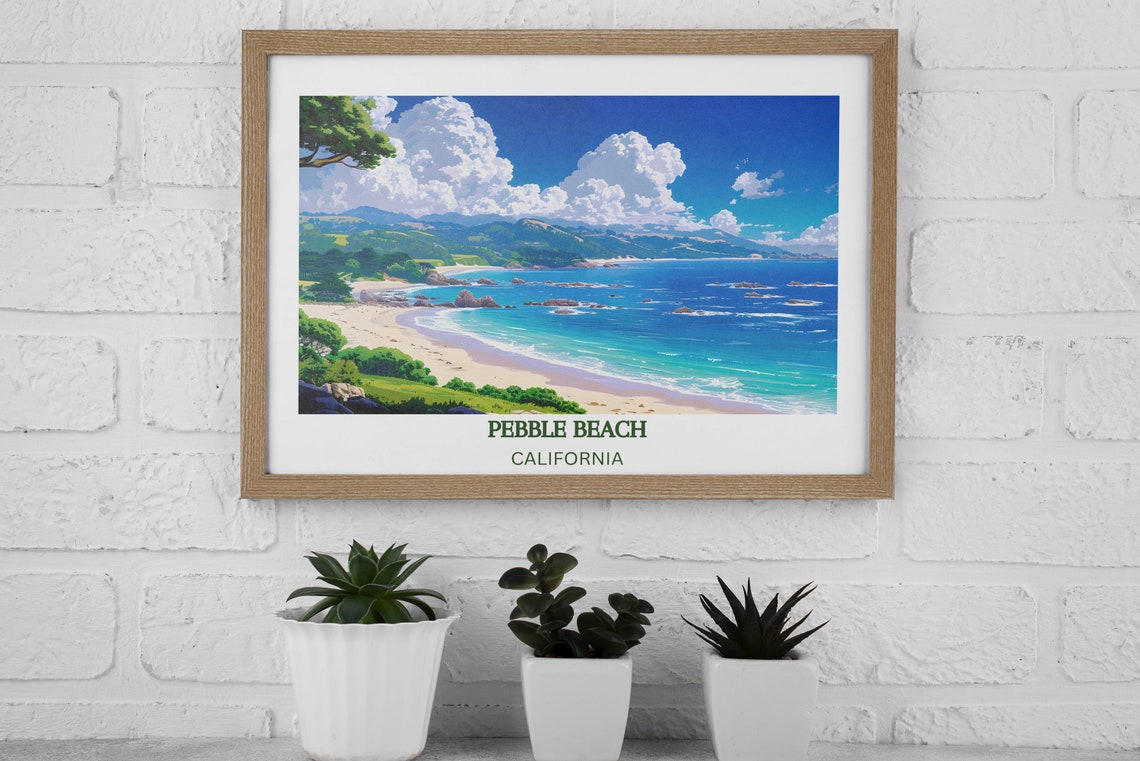 Pebble Beach California Coastal Cliffs Ocean Waves Travel Poster - Image 3