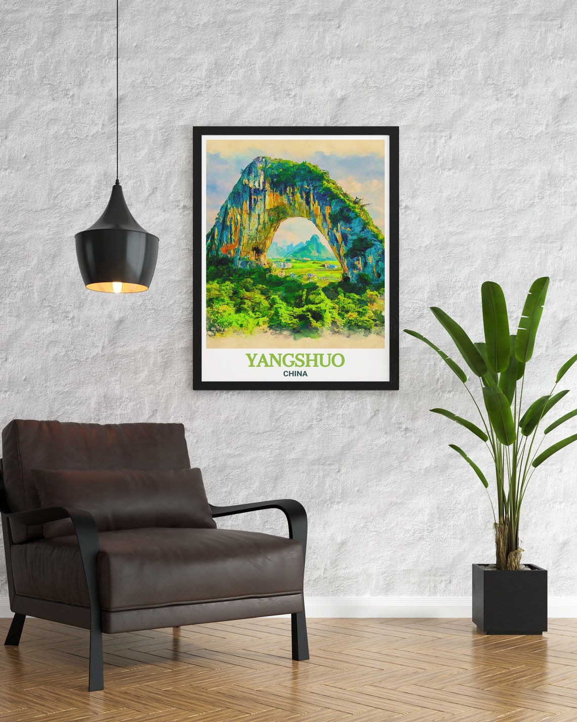 Yangshuo Moon Hill Natural Stone Arch Karst Landscape Poster - Image 3