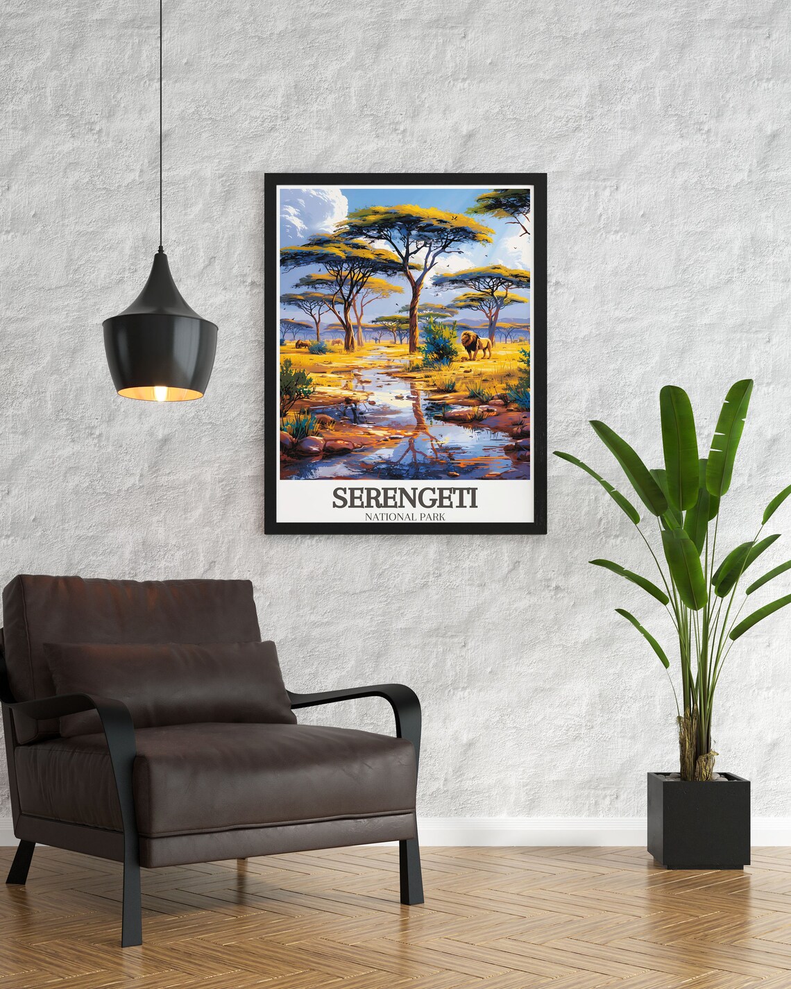 Serengeti Golden Savanna River Acacia Trees National Park Poster - Image 3