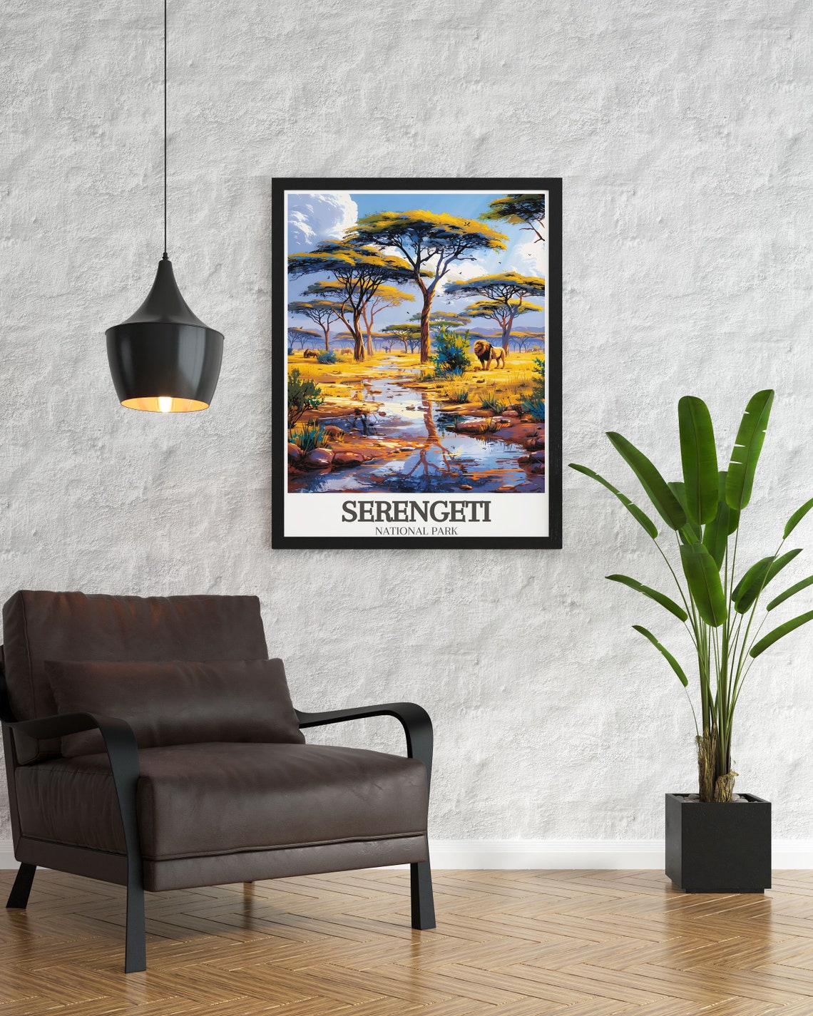 Serengeti Prints National Park Wall Art Africas Acacia Tree And Wildlife Poster Travel Posters Of Tanzania Serengetis Savanna - Image 3
