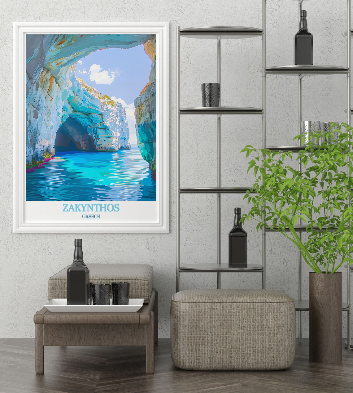 Zakynthos Blue Caves Sea Grotto Turquoise Water Travel Poster - Image 3