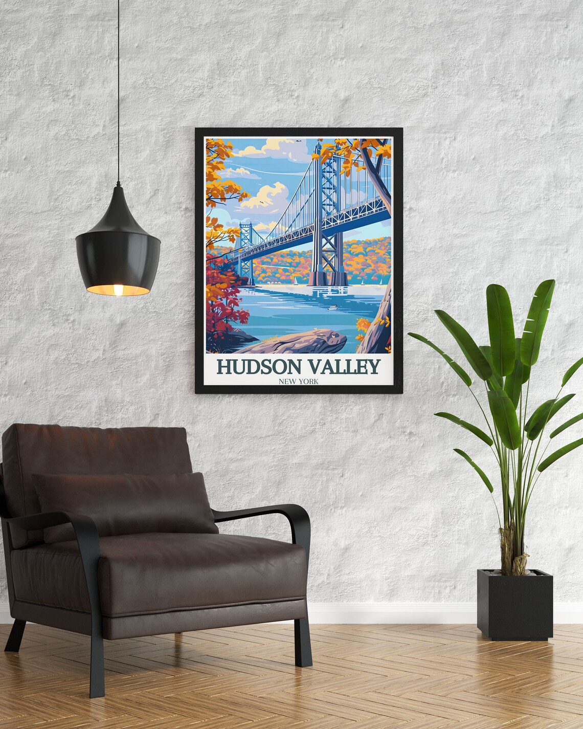 Hudson Valley Travel Poster, New York Map Art Print - Image 2