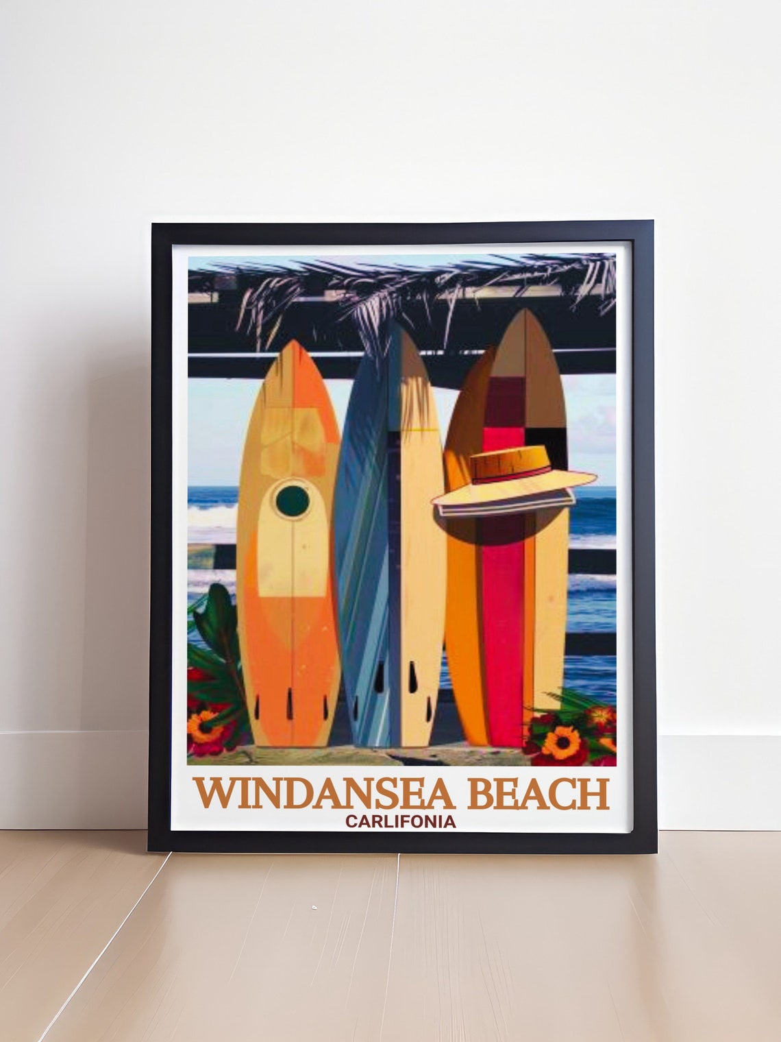 Windansea Beach California Colorful Surfboards Straw Hat Poster - Image 4