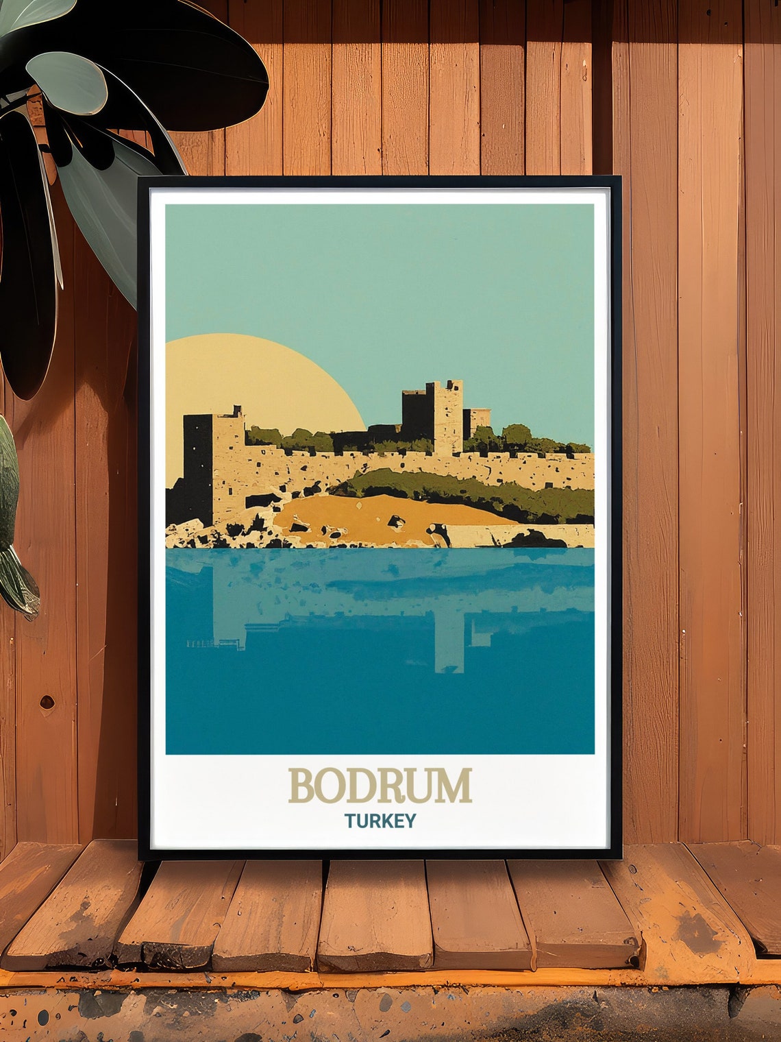 Bodrum Castle Turkey Golden Aegean Sunset Vintage Travel Poster - Image 2