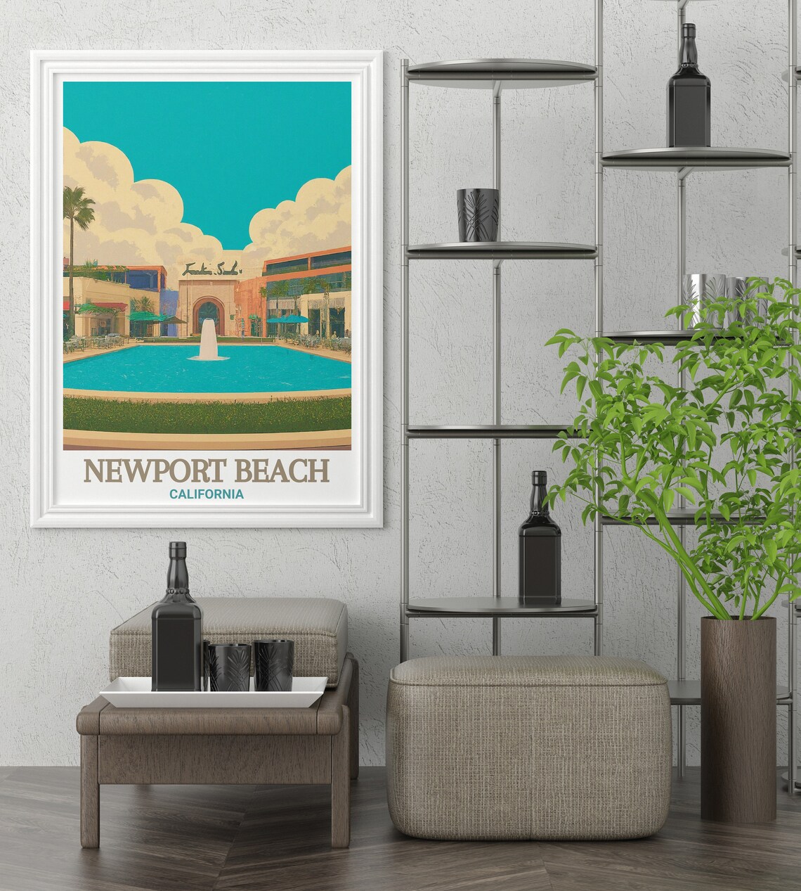 Newport Beach Fashion Island Courtyard Fountain California Poster - Image 2