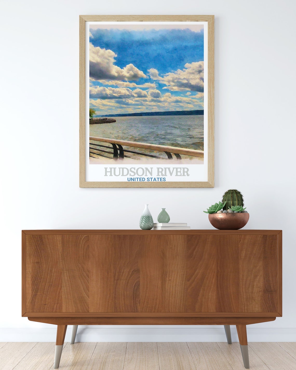 Waterfront Walkway Railings Over the Hudson River Travel Poster - Image 3
