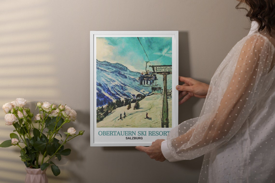 Obertauern Ski Resort Travel Poster Edelweissbahn Chairlift Decor Edelweissbahn Chairlift Poster Obertauern Ski Resort Print - Image 3