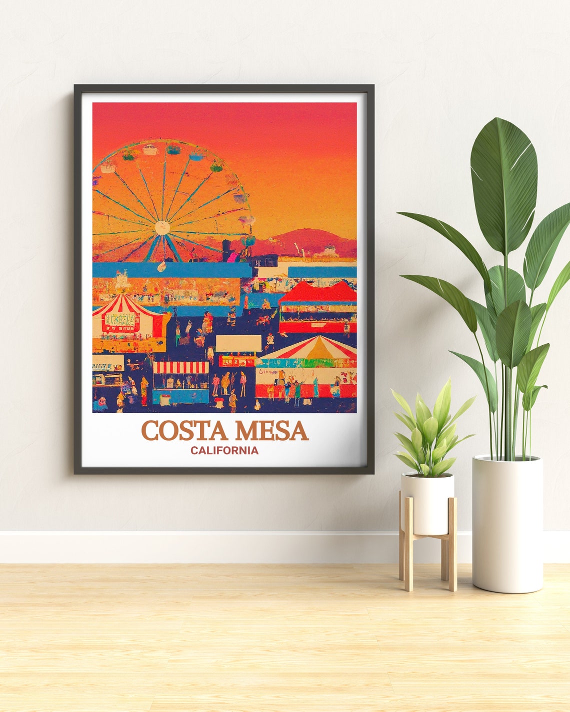 Costa Mesa California Fair Ferris Wheel Sunset Carnival Poster - Image 3